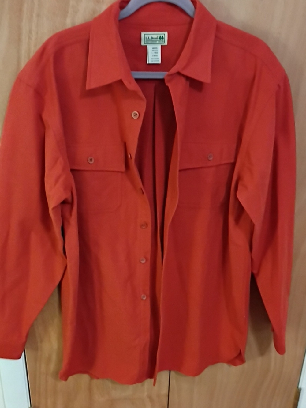 L.L. Bean Men’s Long-Sleeve Burnt Orange Button-Up Shirt Thick Brushed Cotton